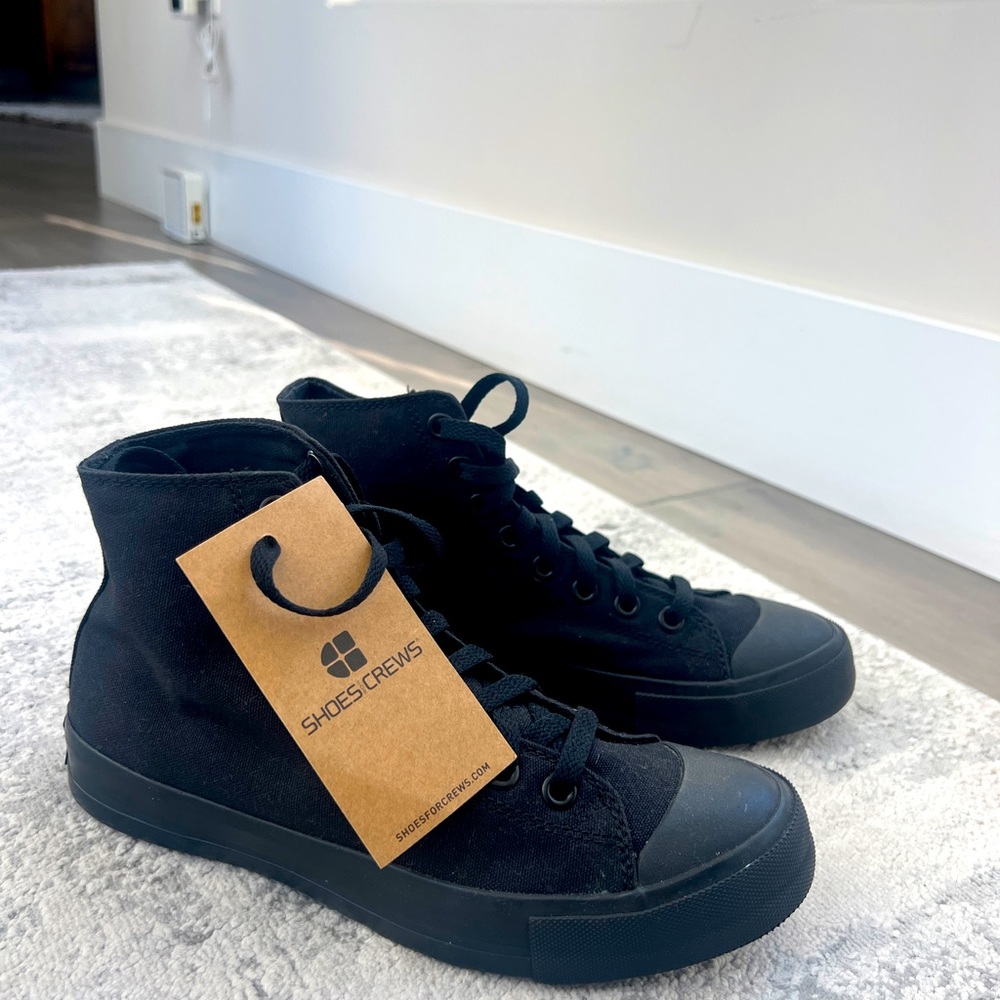 High top sneaker with a cool, casual look and safety for work or play.